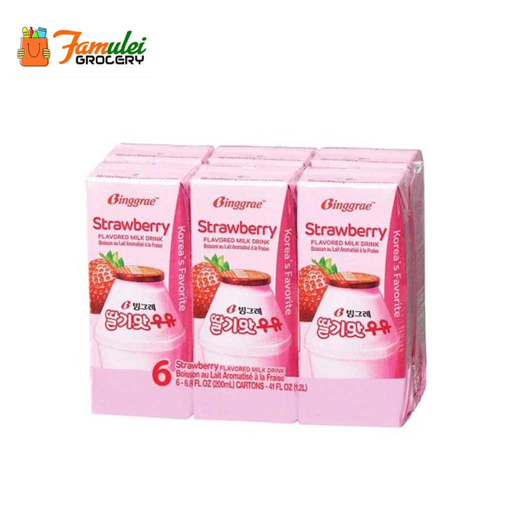 Binggrae Korean Strawberry Flavored Milk Drink 6X200ml | Shopee Philippines