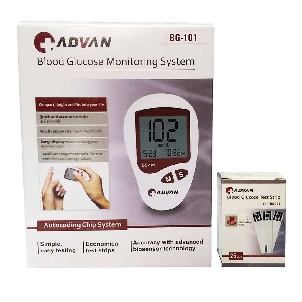 ADVAN Blood Sugar Monitor / Set (with 25 test strips & 10
