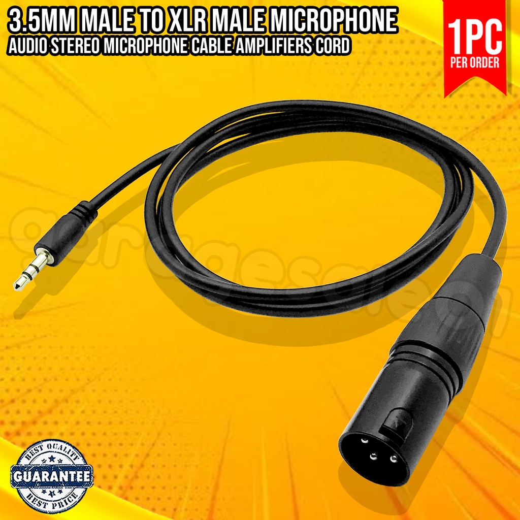 3.5mm Male To XLR Male Microphone Audio Stereo Microphone Cable Amplifiers Cord Shopee Philippines
