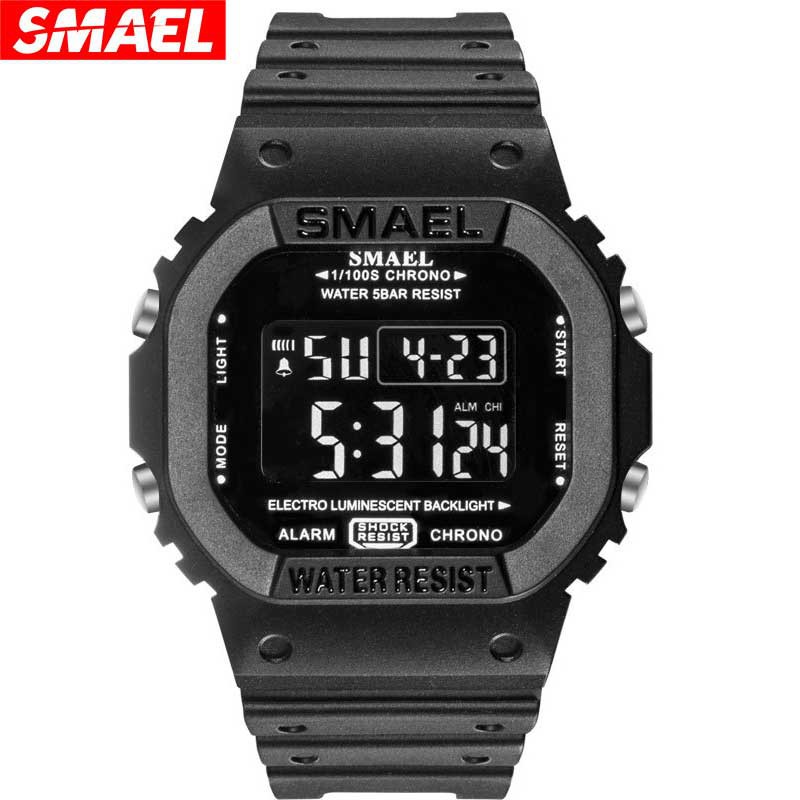 Smael Digital Watch Men's Sports LED Military Army Camouflage Wristwatch  For Boy 3Bar Waterproof Stopwatch 1801