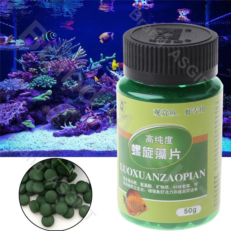 50g Natural Spirulina Tablets Aquarium Fish Shrimp Food Algae Wafer