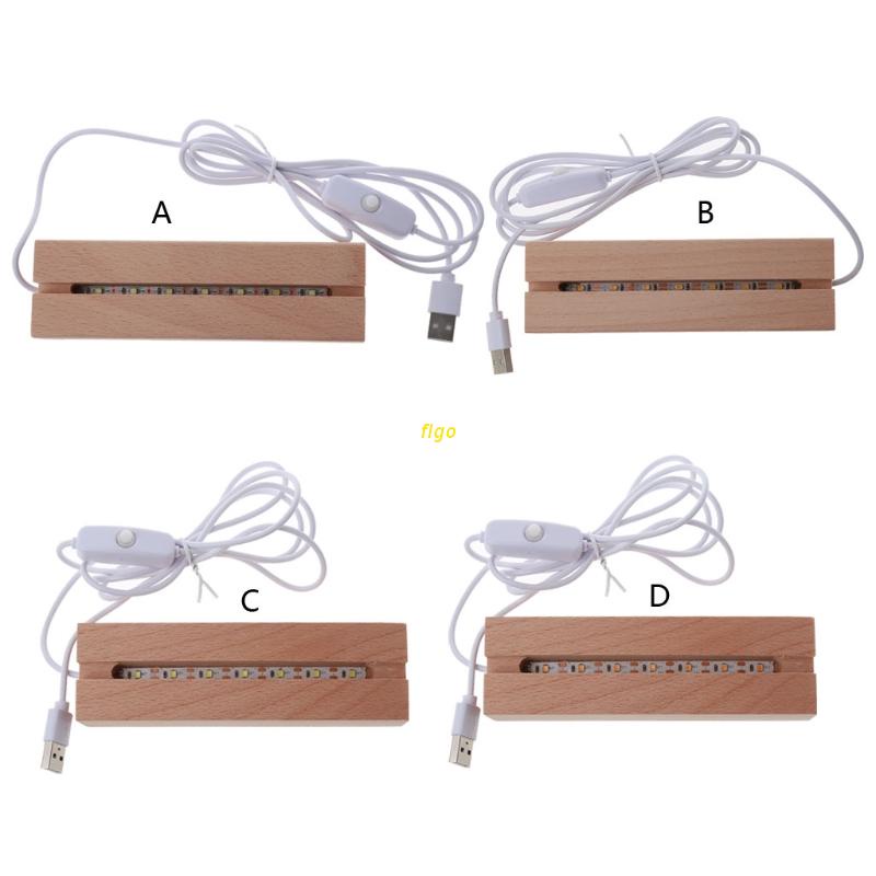 flgo Rectangle LED Lights Display Base Wooden Lighted Base Stand Lasers ...