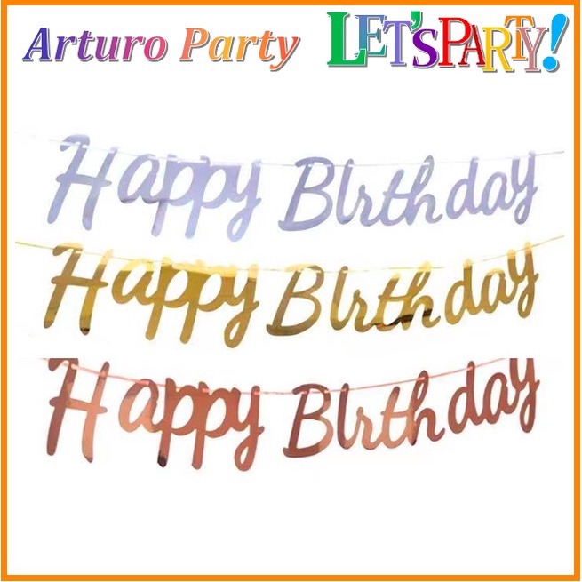 Arturo BD060 Party Happy Birthday Bunting Script Cursive Banner ...