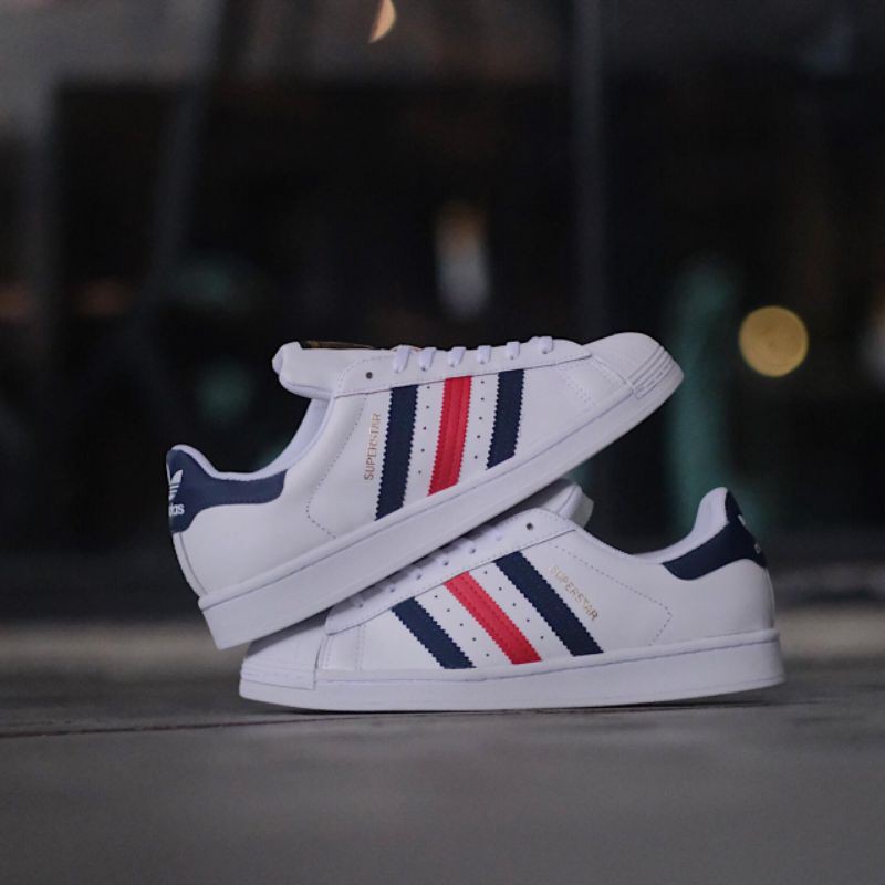 Adidas superstar navy shop red white