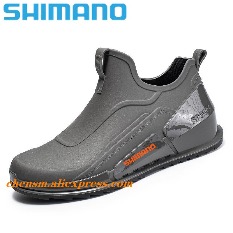 Shimano Men's Rain Boots Waterproof Men Ankle Boots Rain Shoes Fishing  Flats Anti-skid Casual Rainboots Man Rubber Rain Shoes