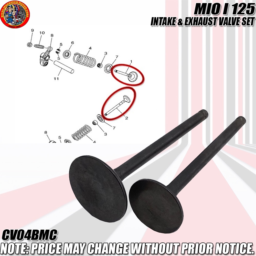 MIO I 125 INTAKE & EXHAUST VALVE SET (CV04BMC) Shopee Philippines