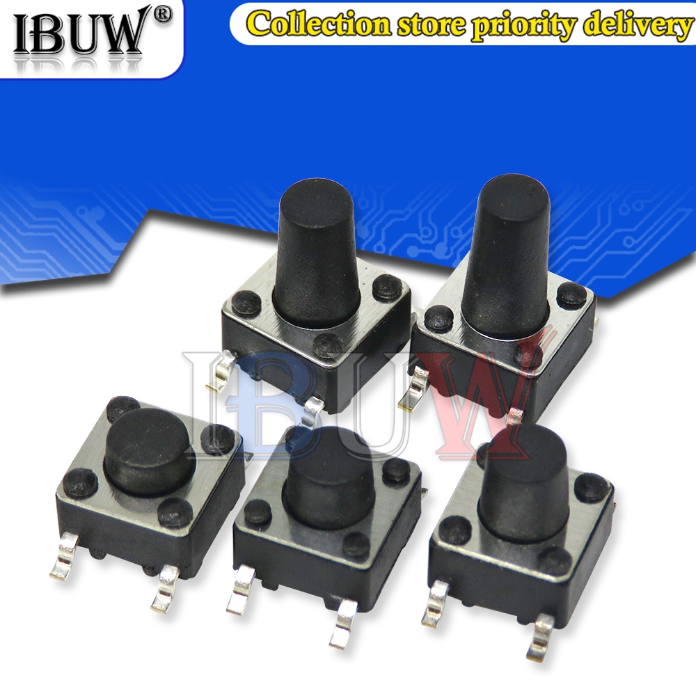 50PCS 6X6X4.3/5/6/7/7.3/9/10mm Tactile Push Button Switch Micro Switch ...