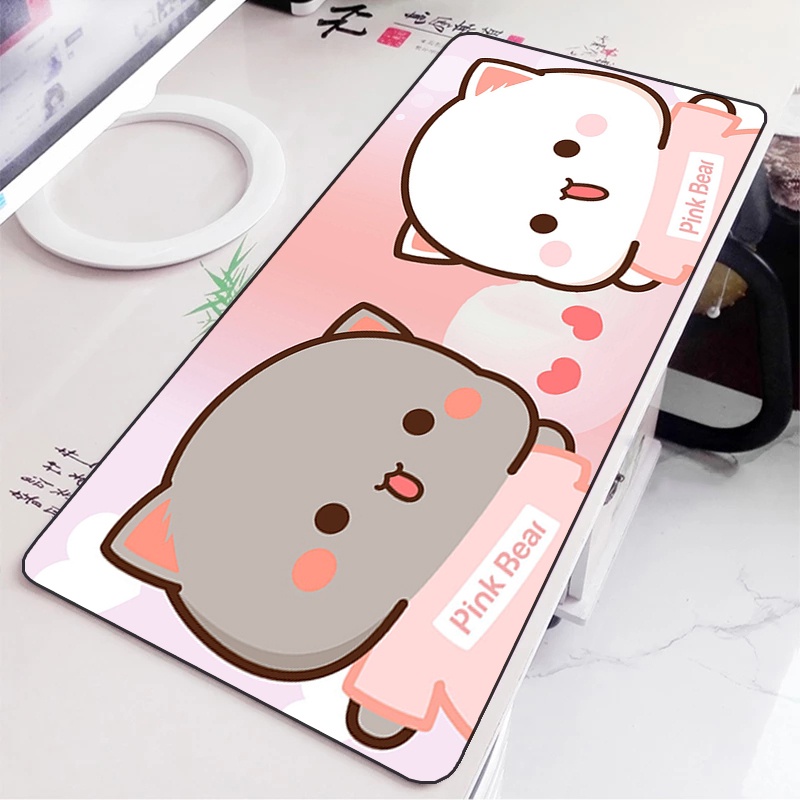 Peach Mochi Cat Mouse Pad Large Pc Accessories Gaming Mousepad Gamer Deskmat Desk Protector Mats