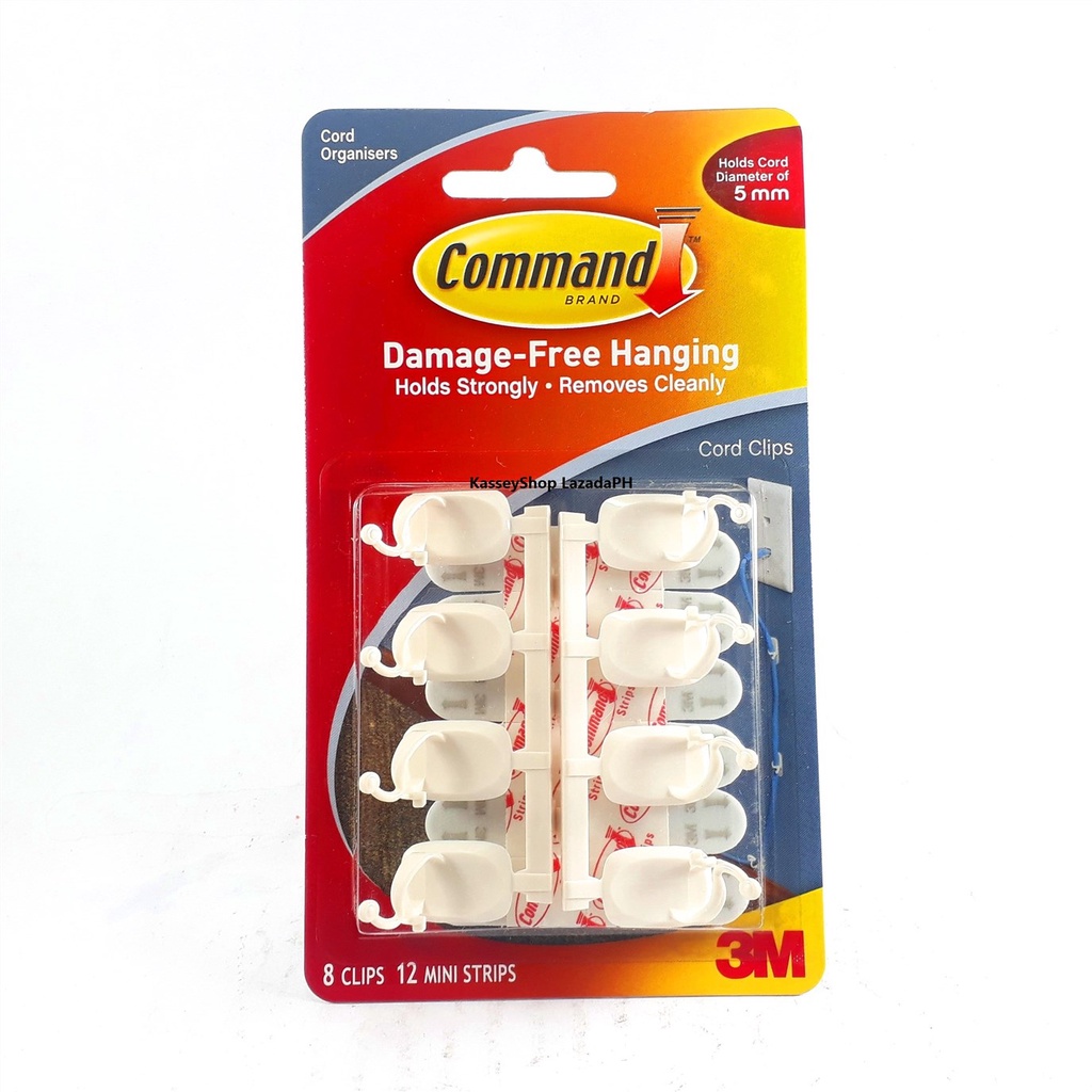 3M Command Hooks Stick On Hooks ORIGINAL Cord Clips Small sVU Shopee