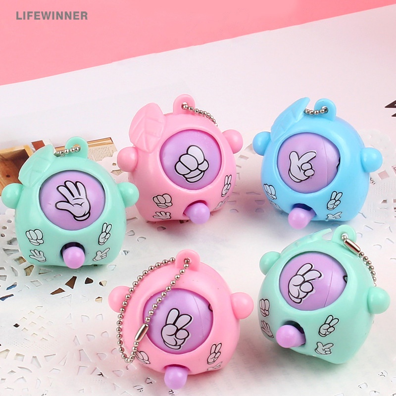Cute Funny Finger-guessing Game Rock-paper-scissors Round Egg Keychain ...