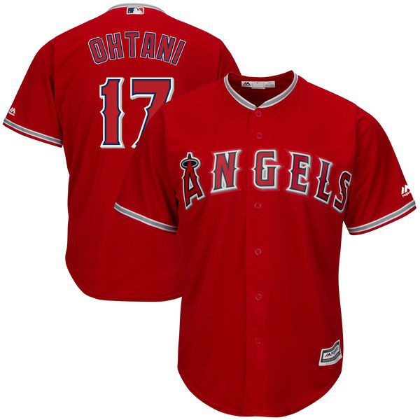 : Majestic 2-Button Placket Replica Jersey with Los Angeles  Angels Red/White : Sports & Outdoors