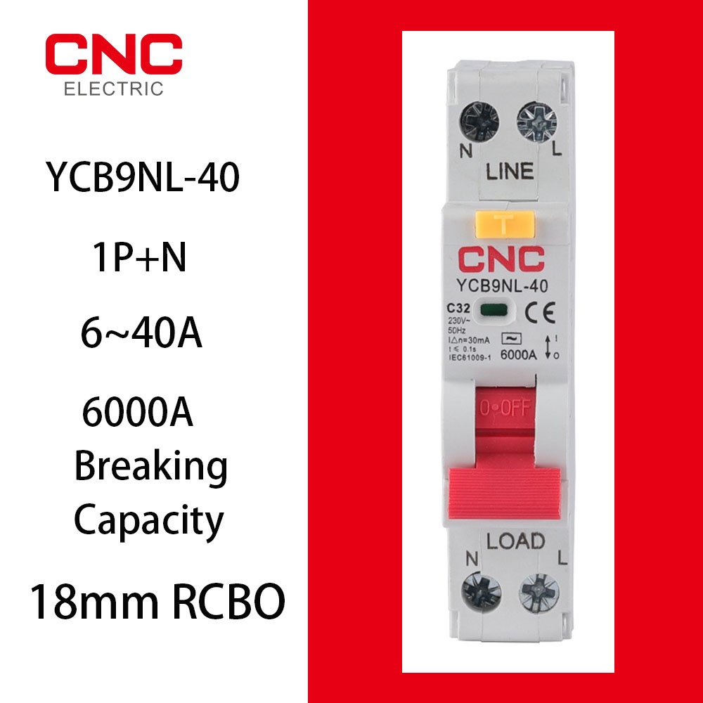 CNC YCB9NL-40 230V RCBO MCB 30mA Residual Current Circuit Breaker with ...
