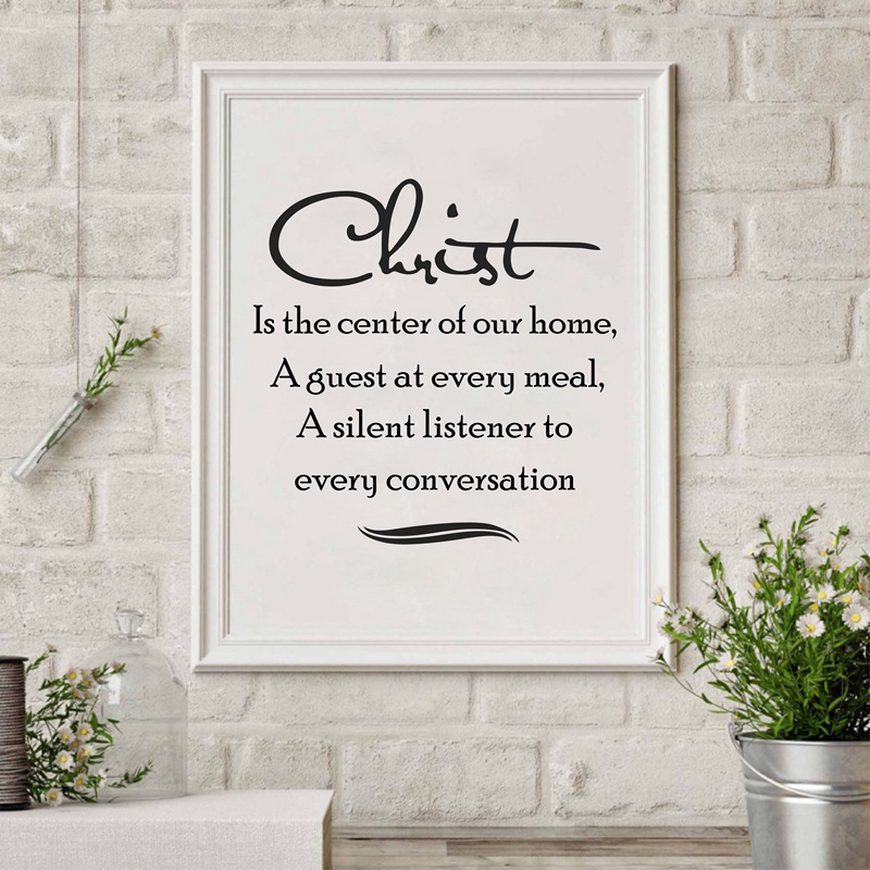 Autocollant Mural Vinyl 'Christ The Center Of Our Home' - Déco Religieuse, Neuf