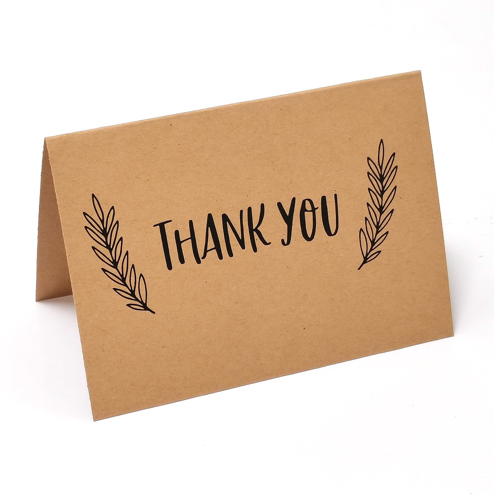 10 Sheets 10*14.5cm Kraft Paper Thank You Folding Cards Writable ...