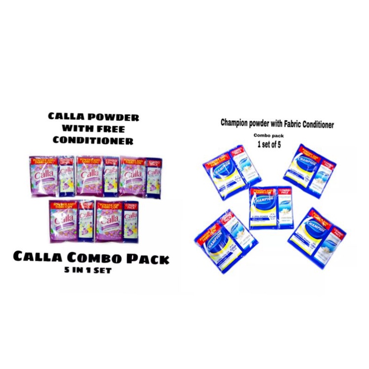 5 BIG SACHETS CHAMPION & CALLA POWDER WITH FABRIC CONDITIONER | Shopee ...