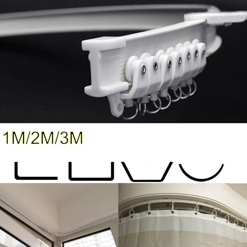 1M 2M 3M Mounted Wall Curtain Track Rail Straight Flexible Ceiling ...