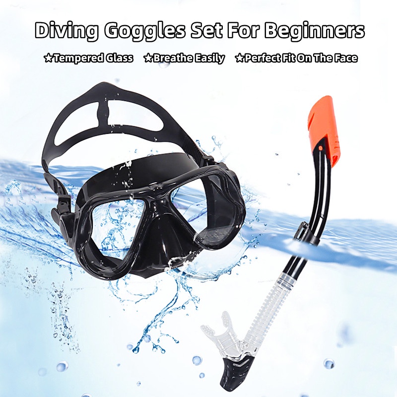 Diving Goggles HD Tempered Glass Diving Mask Anti-Fog Snorkeling Set ...