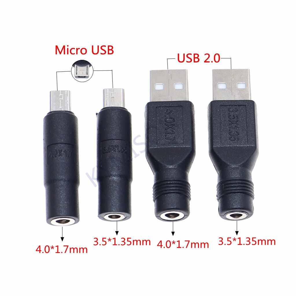 Micro USB / USB 2.0 Male to DC 3.5*1.35 / 4.0*1.7 mm Female Plug Jack ...