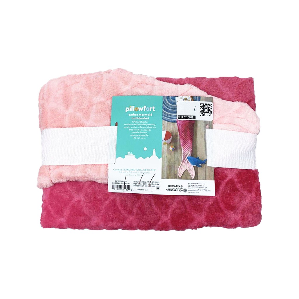 PILLOWFORT Ombre Mermaid Tail Blanket Peach Pink