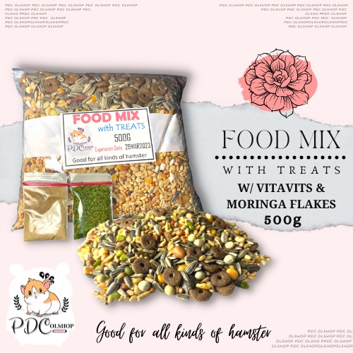 Hamster Food Mix 500g l Plain l with Lab Blocks Treats l with Moringa