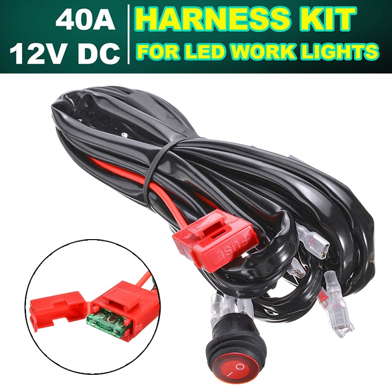 12V/24V LED HID Spot Work Driving light bar Wiring Loom Harness Relay