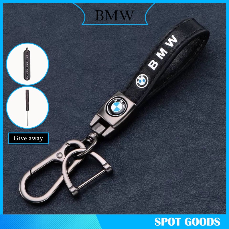 Bmw Car Logo Keychain Leather Metal Car Key Chain For Car | Shopee ...