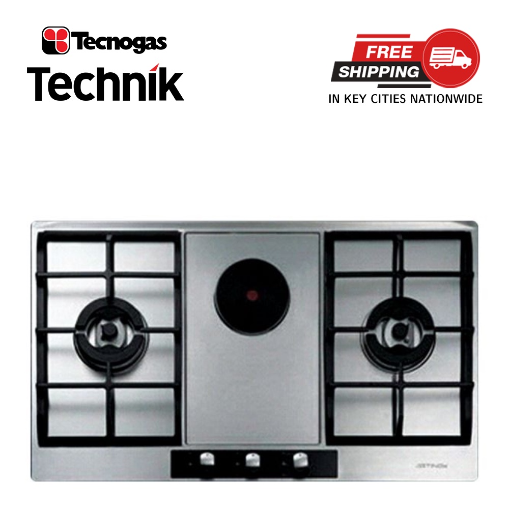 Tecnogas 75cm 3 Gas Burner, 1 Electric Hot Plate Builtin Cooktop