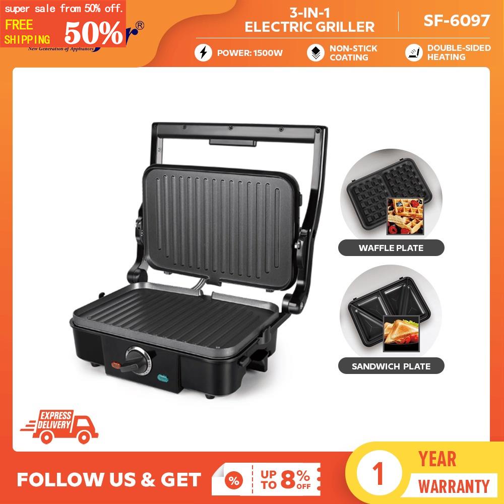 Sonifer Electric Countertop Panini Press Grill with Double Nonstick