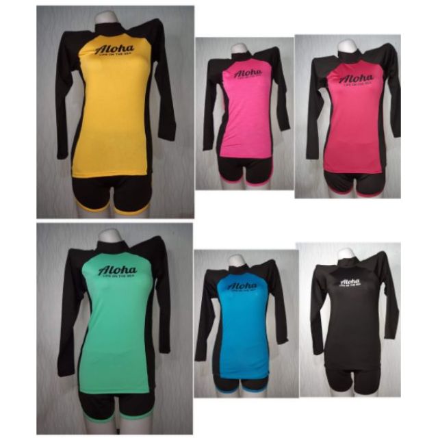 LADIES RASHGUARD ALOHA PLAIN TERNO FIT FREESIZE TO LARGE