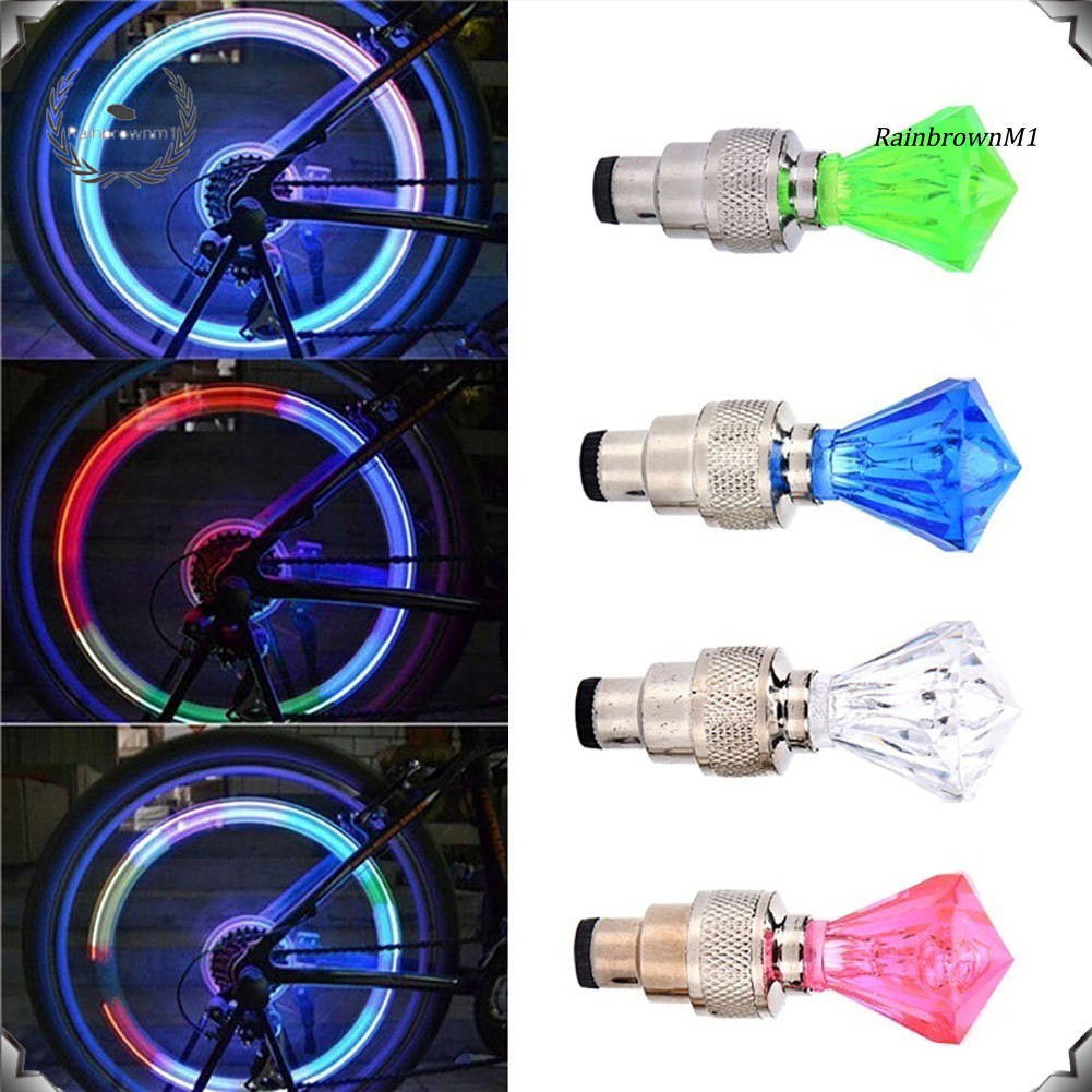 RB MTB 2Pcs Diamond Shape Car Motorcycle Bike Tyre Tire Valve Caps Decorative LED Light Shopee Philippines