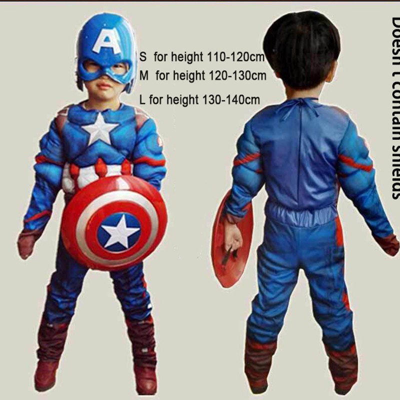 Captain America Muscle Costume For Boys - Large Size, Includes Padded Jumpsuit & Mask, Officially Licensed Marvel - View #9