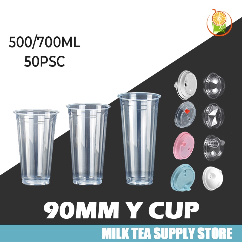 50pcs 90mm Milk Tea Cup Pp Y Cup Plastic Cup Slim Cup For Milk Tea 16oz22oz Shopee Philippines 7693