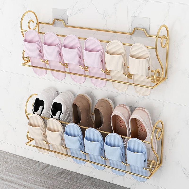 Bathroom Slipper Rack Perforation-Free Wall-Mounted Bathroom Slipper ...