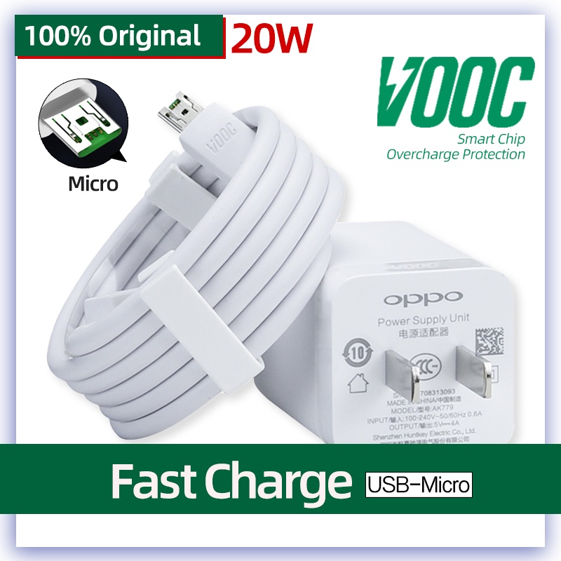 Fast Charger Set VOOC AK779 20W 5V/4ACharger Adapter Micro USB Flash ...