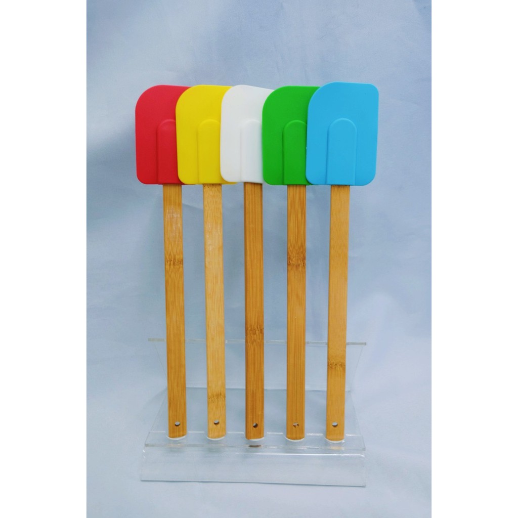 Rubber Spatula/Scraper with Bamboo Wooden Handle | Shopee Philippines