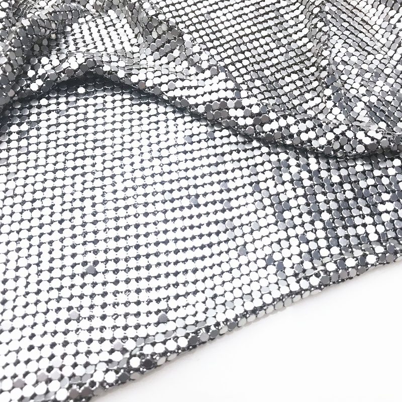 1pc 45*150cm Soft Flexible Silver Aluminum Chainmail Fabric Metal