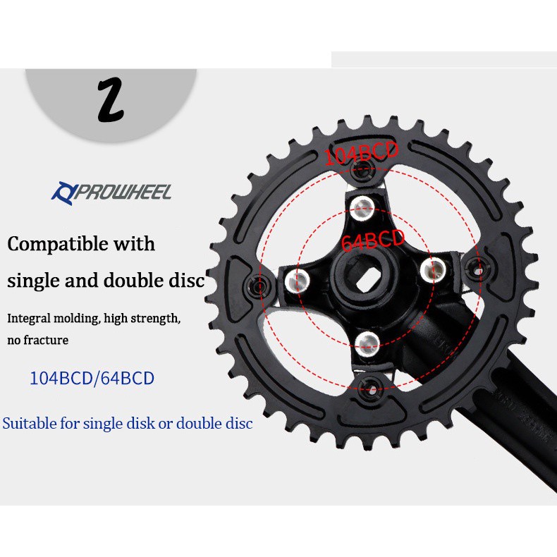 PROWHEEL Mountain bike square hole crank 104BCD tooth disc 9S/10/11 ...
