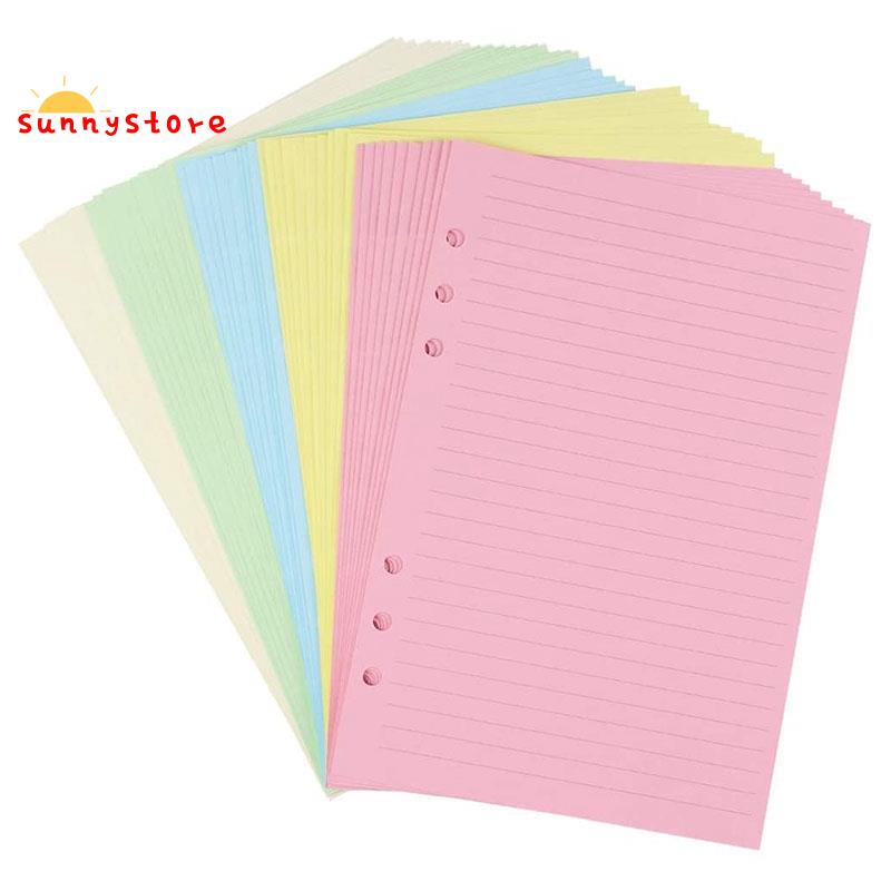 A5 Colorful 6-Hole Punched Ruled Refills Inserts for Organizer Binder ...