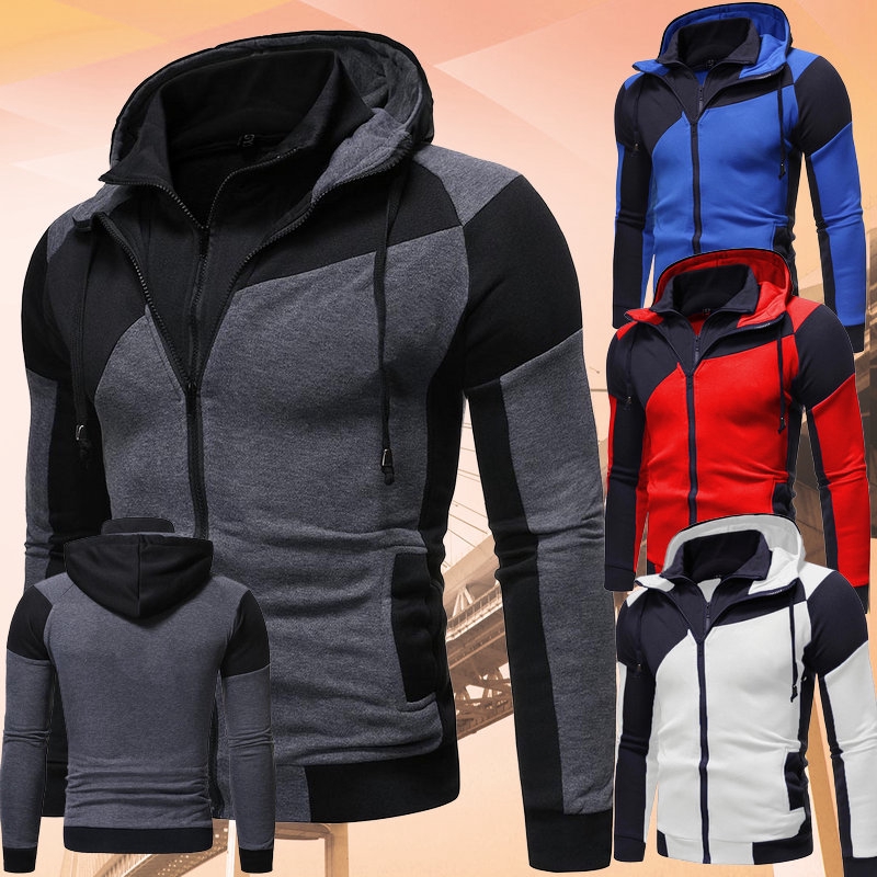 Mens double zipper jacket best sale