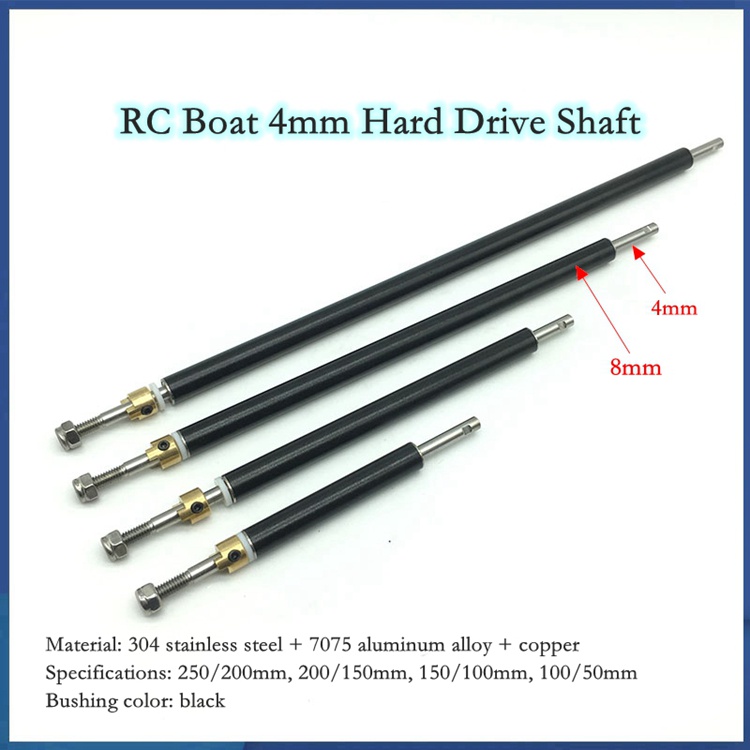 RC Boat 4mm Hard Drive Shaft Kit 304 Stainless Steel Shaft 7075