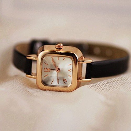 [SAWU]Women's Slim Faux Leather Strap Square Dial Analog Quartz Wrist Watch  Gift