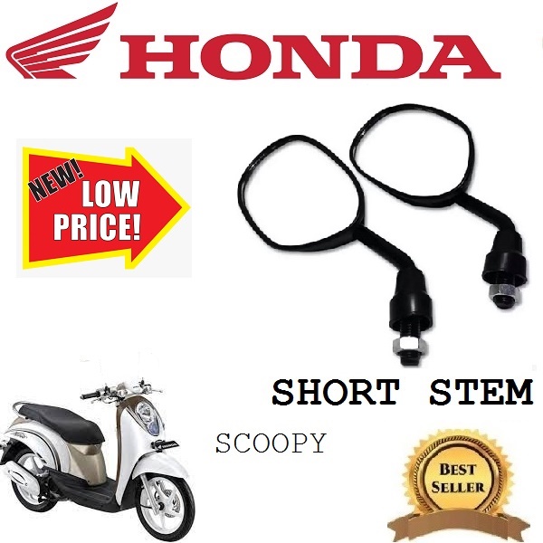 HONDA SCOOPY SIDE MIRROR Motorcycle STOCK type SHORT STEM (black