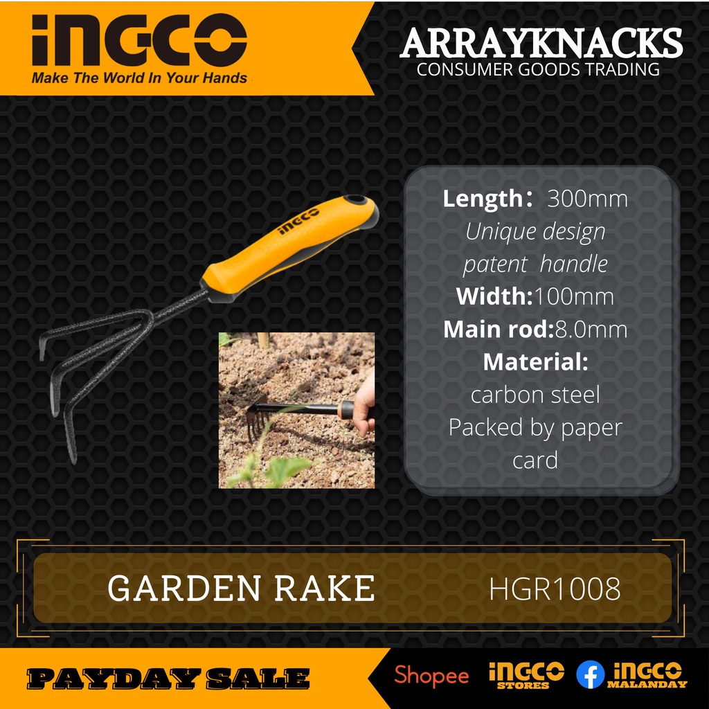 INGCO GARDEN RAKE (HGR1008) HANDTOOLS | Shopee Philippines