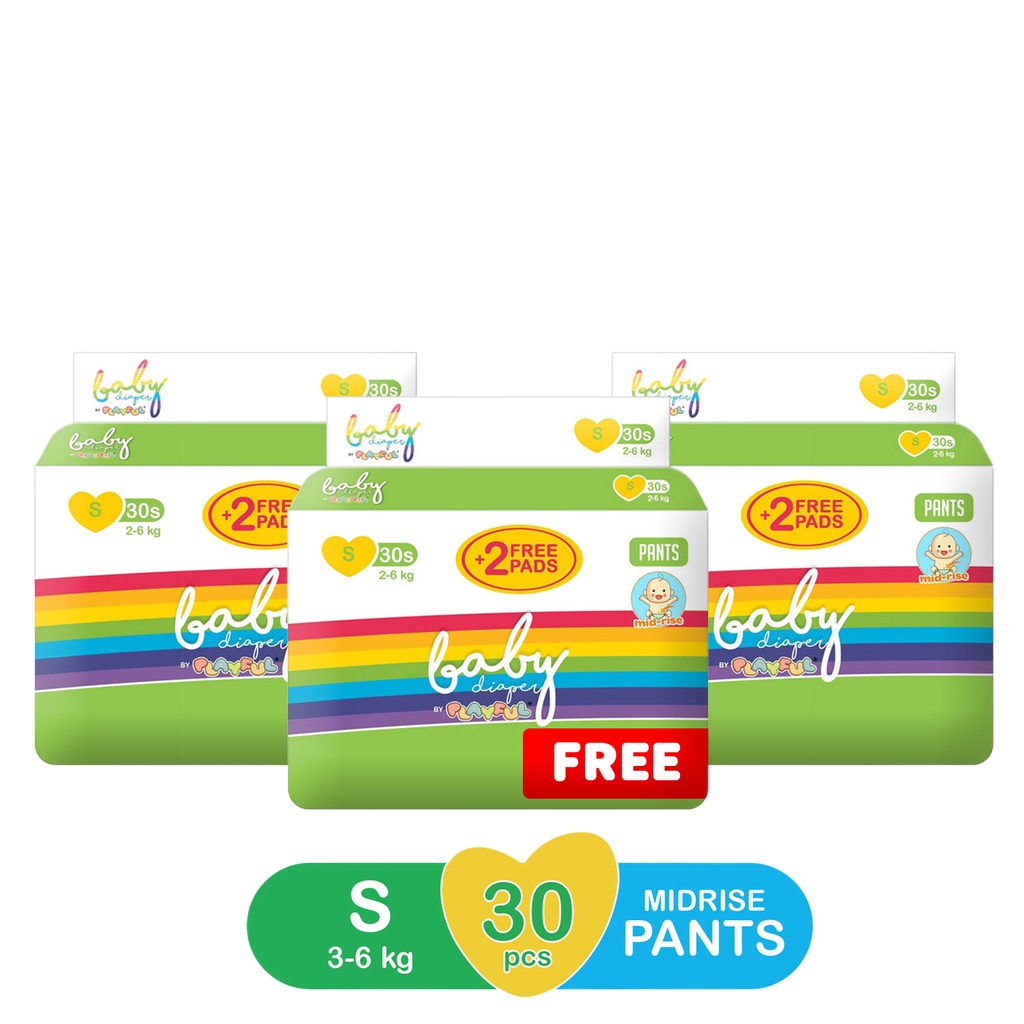 The Diaper Company MIDRISE PANTS Baby Diaper By Playful S 30 s 2 FREE