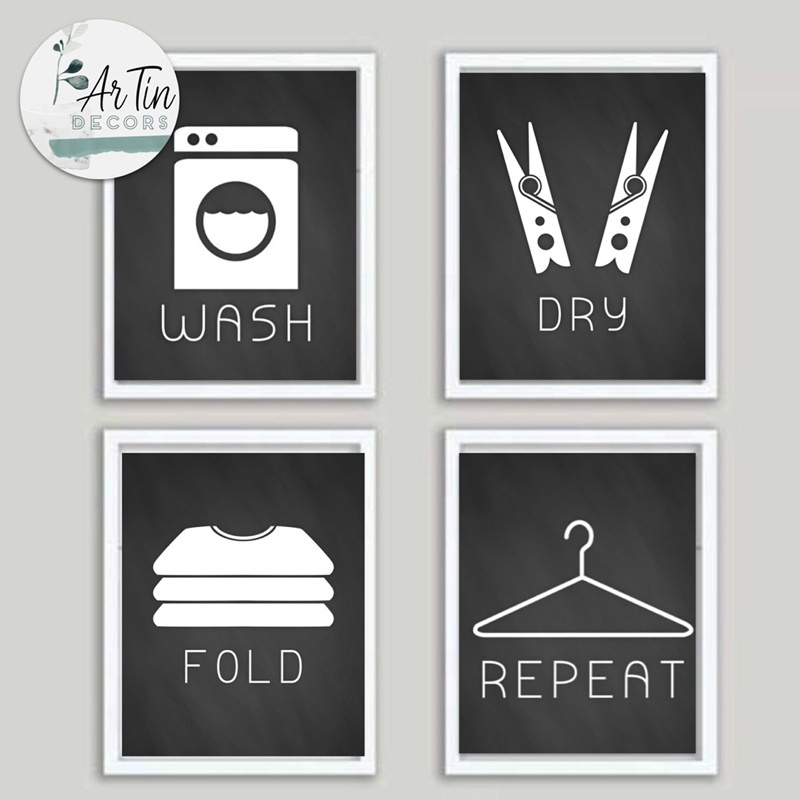 Laundry Room Decor / Wash Dry Fold Repeat Art Frame Home Decor / Witty ...