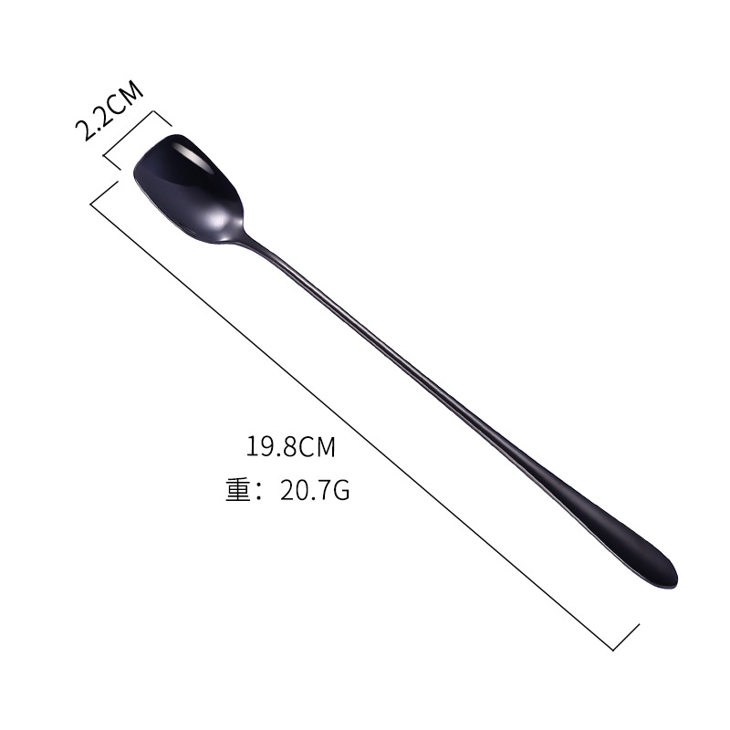 304 stainless steel mixing spoon ice spoon square head spoon coffee ...