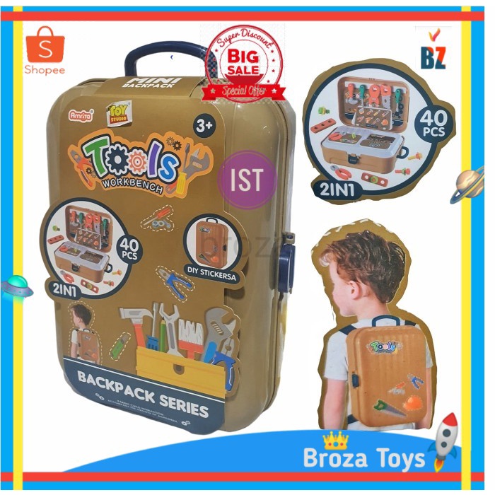 Mini Backpack Tool Workbench 2 in 1 40 pcs Brown No. A11-10 | Shopee ...