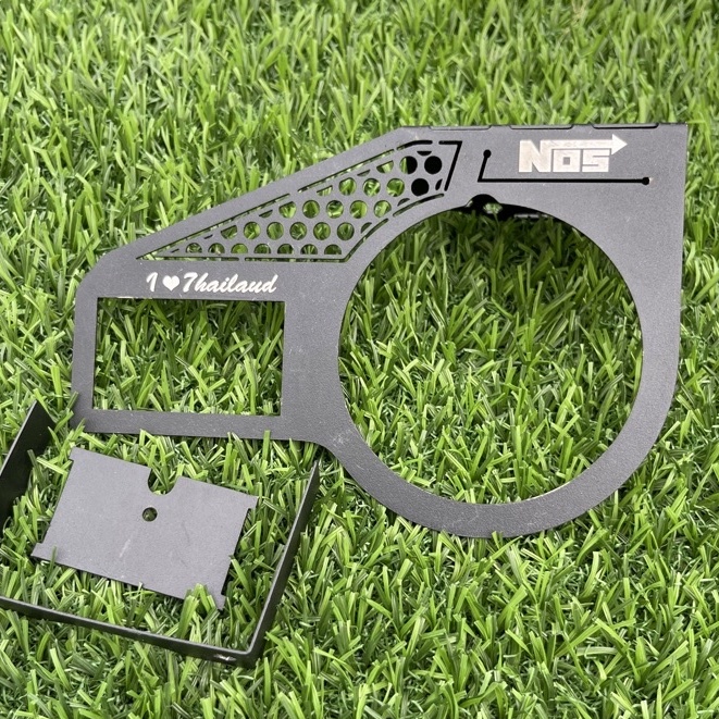 Boost Gauge Stand NOS RACING Pattern Black Silver Taitee + Oil Pressure ...