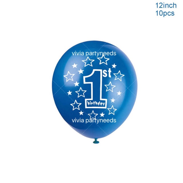 12pcs 1st Birthday Boy Girl Confetti Balloon Set 12inches Party ...