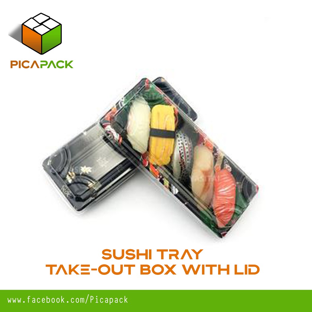 50 Pcs Sushi Tray Sushi Box, Japanese Takeout Box with Lid, Dimsum Box (4 Designs Available